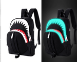 Shark Night Luminous Backpack w/ USB Charging for Laptop, Smartphones, etc