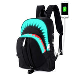 Shark Night Luminous Backpack w/ USB Charging for Laptop, Smartphones, etc